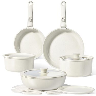 Набір посуду GiPP 15 предметів: сковороди та каструлі з антипригарним покриттям, індукційні, знімні ручки, для всіх плит, сумісні з духовкою