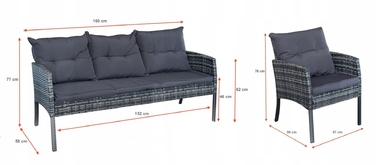 Комплект садових меблів із техноротанга Pegie Prestige, коричневий, 6 предметів