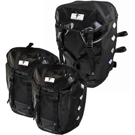 Набір Red Loon з 3 міцних велосипедних сумок 2 шт. з брезенту для вантажівок чорного кольору - Задня частина електровелосипеда - Упаковка для велосипеда - Сумка на колесах для багажної полиці водонепроникна - Задній кофр - Рюкзак для велотуру - Велосипедний рюкзак