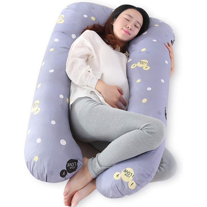 Подушка для вагітних Hongbi U-подібної форми, для сну на боці, знімний чохол, 120x65 см