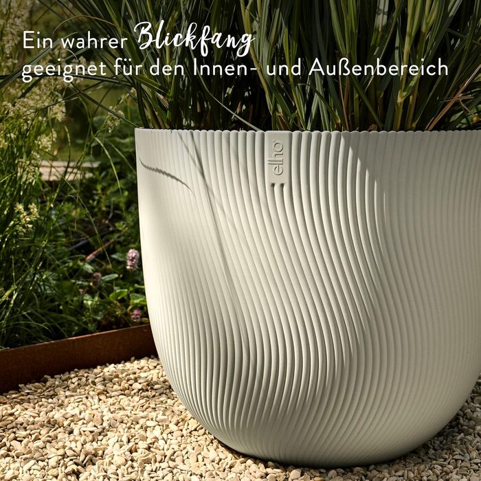 Горщик для квітів Elho Sereh Rund 40 - 100% перероблений пластик, бежевий (діаметр 39 см, висота 33.3 см)