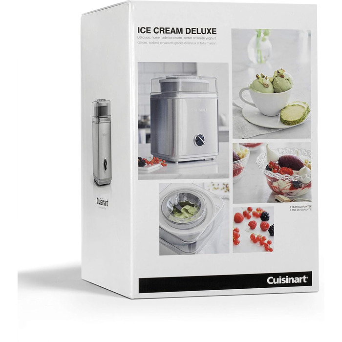 Машина для морозива Cuisinart Deluxe Виробник заморожених йогуртів і сорбетів 2 л 25 хв 5 років гарантії Срібло ICE30BCU