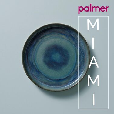 Набір тарілок Palmer Miami, 2 шт. тарілки для сніданку Ø 22 см, зелено-синій, можна мити в посудомийній машині, духовці та мікрохвильовій печі