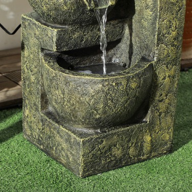 Садовий фонтан / Водоспадний фонтан, регульована швидкість, 25 x 24 x 60 см, чорний