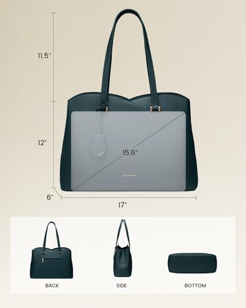 LOVEVOOK Сумка для жінок велика, шопер для ноутбука, сумка для роботи, офісна сумка, з PU шкіри, на плечі, для навчання, тоут-сумка для роботи, бізнесу, університету (15,6 дюймів, темно-зелений)