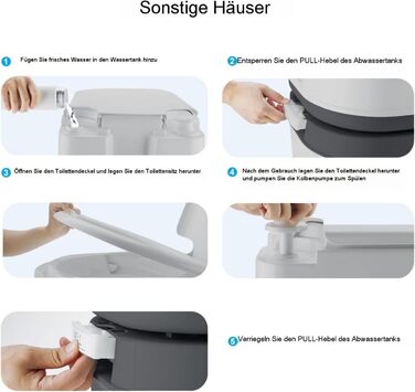 Мобільний туалет для кемпінгу з баком 24L та 20L, з бачком, покажчиком рівня води та щіткою