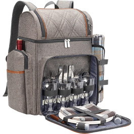 Набір для пікніка на 4 особи: рюкзак, корзина, сумка-холодильник, ковдра, для кемпінгу та відпочинку