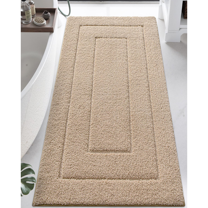 Килимок для ванної кімнати DEXI, преміум-якість, м'який, вбираючий, з антиковзаючою основою, 40,6 x 61 см, бежевий