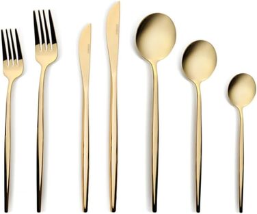 Набір столових приборів Karaca Elegance (84 шт.) з нержавіючої сталі, для посудомийної машини, Orion Gold