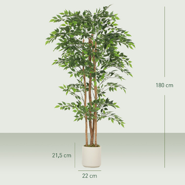 Штучний баньяновий масив з масивним дерев'яним стовбуром, горщик, для вітальні, спальні, офісу, 75 x 75 x 180 см, зелений