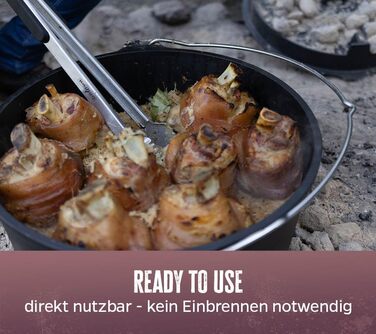 Набір Dutch Oven Grillfürst BBQ Edition DO 9: чавунний котелок з ніжками, 8,5 л (Dutch Oven DO 28) з підйомником кришки та сумкою для зберігання