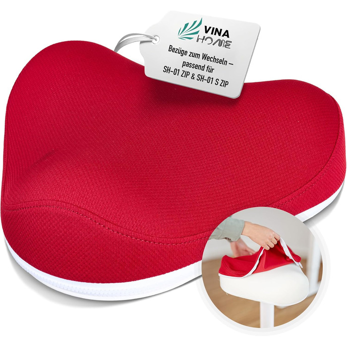 Офісний стілець SH-01 Zip з знімним чохлом | Ергономічний стілець-пуф | Сертифікований IGR | Для роботи та відпочинку | З ефектом гойдання | Регулювання висоти 58-83 см (ZIP, Червоний)