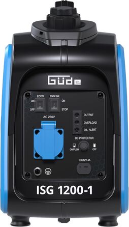 Güde Inverter Stromerzeuger ISG 2000-2: Інверторний генератор струму Güde ISG 2000-2 (2000 Вт, 4-тактний бензиновий двигун, 2.11/2.86 кВт, до 5.9 годин роботи, 4.1 л паливний бак, захист від перевантаження, ECO-режим, антивібраційні ніжки)