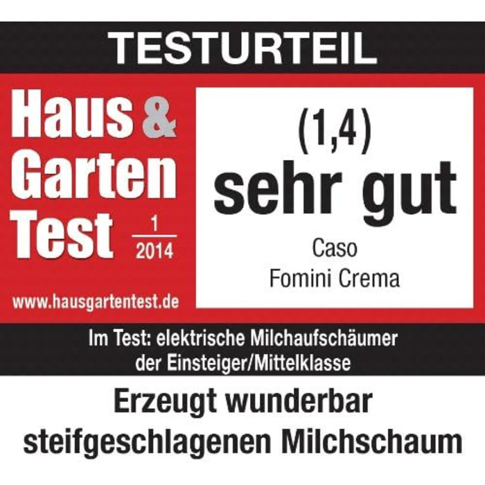 Піноутворювач молока Caso Fomini Crema Design, для вершкової молочної піни холодної та гарячої, ідеально підходить для латте мачіато, какао, капучино або фраппе, високоякісний корпус, чорний стандарт
