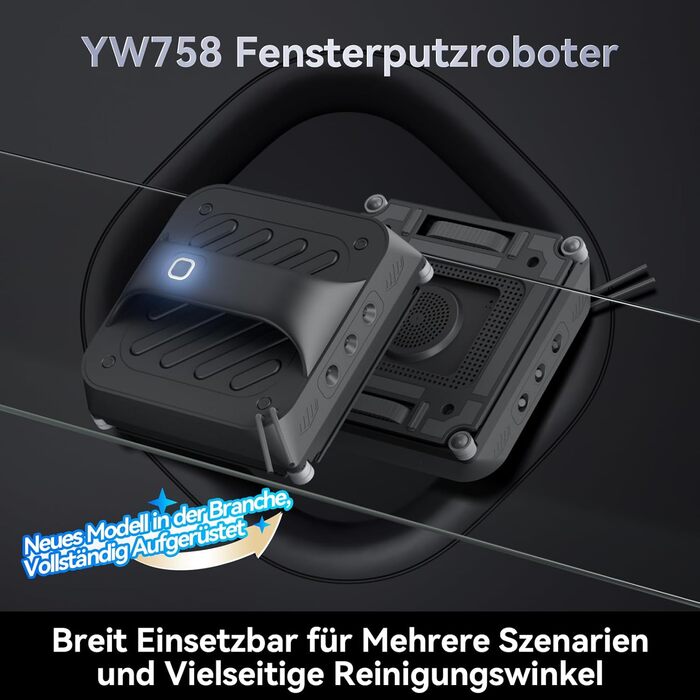 Робот для миття вікон з 6 водяними форсунками, потужністю всмоктування 8000 Па та технологією розпізнавання країв. Підходить для внутрішніх та зовнішніх вікон. В комплекті бак для води 100 мл для ефективного очищення та точного планування. YW758