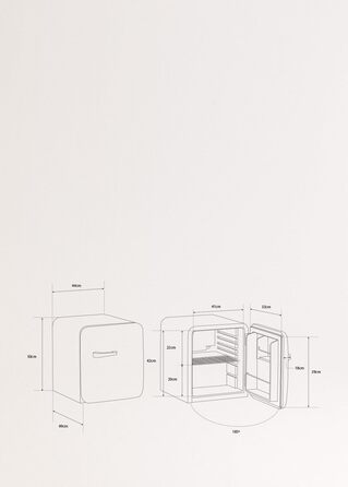 Ретро міні-холодильник 50 Gold, 48L, кремовий, з регульованою полицею, енергозберігаючий, 50x44x49,8 см