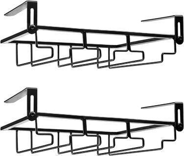 Регульована полиця для келихів під шафою, металевий тримач для келихів без штампування в 3 ряди, для підвішування W, 2 шт.