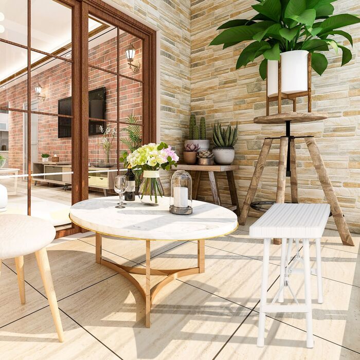 Набір з двох білих дерев'яних лавок Relaxdays