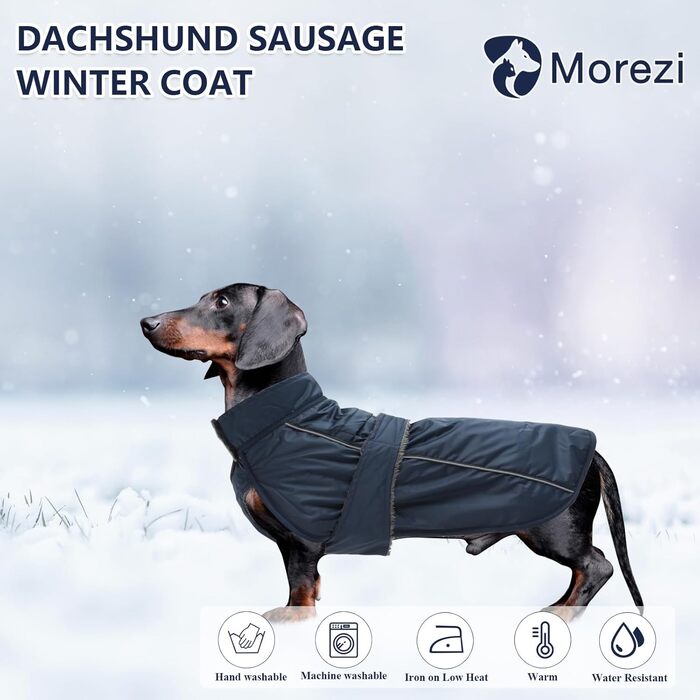 Дощовик Morezi Dachshund, водонепроникний, флісовий, світловідбиваючий, регульований - для маленьких/середніх собак, L, Navy