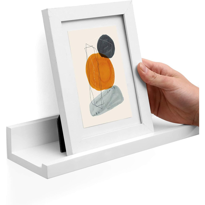 Полиця настінна SONGMICS, 2 шт, 10x80 см, біла - для книг, фото, в вітальню, спальню, ванну, кухню LWS080W01