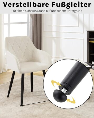 Крісла для їдальні WOLTU з підлокітниками та спинкою, для кухні, вітальні, їдальні, м'які крісла з оксамитовим покриттям, металеві ніжки, (кремовий, набір 8 шт)