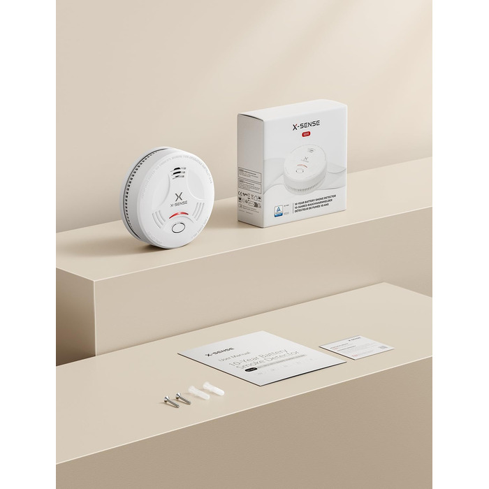 Датчик диму X-Sense з батареєю на 10 років, сертифікат TÜV Rheinland, функція вимкнення звуку та самотестування, SD11, набір 5 шт., білий