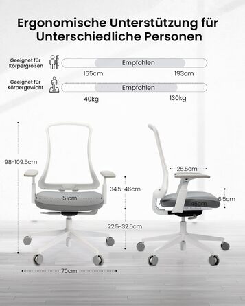Офісний стілець ProtoArc Flexer ергономічний з регулюванням глибини сидіння, чорний. Сітчаста спинка, контурне сидіння для дому та офісу. Легкий монтаж.