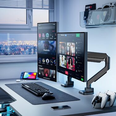 Кріплення для монітора ARES WING з USB A/C, 17'-45', регулювання висоти, максимальне навантаження 18 кг, VESA 75/100 мм, білий (чорний)