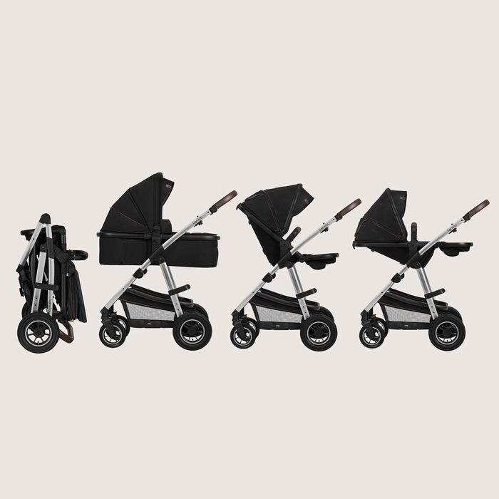 Дитячий візок Lionelo Amber 2 в 1: Люлька та прогулянковий блок, чорно-срібний