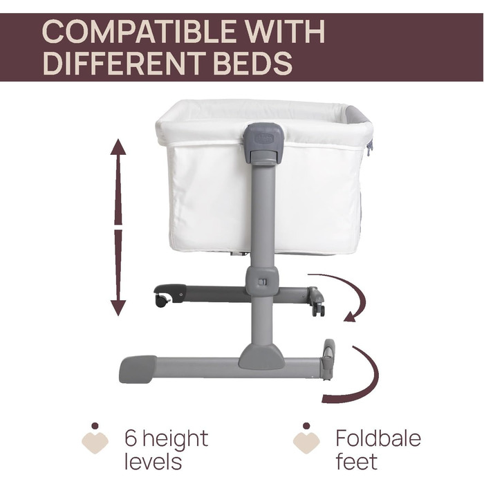 Ліжко-гойдалка Chicco Next2Me Essential для новонароджених, біле. Регульована висота, дихаюча тканина, матрац та сумка в комплекті, 0-6 місяців.