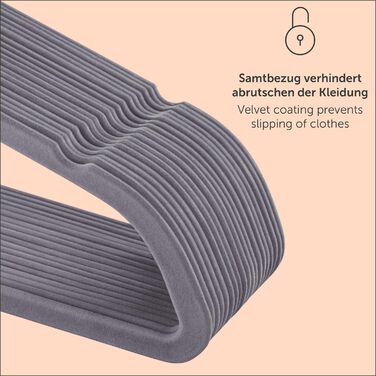 Набір вешалок для одягу Blumtal 50 шт. - обертаються на 360°, міцні, економія місця, неслизькі - рожеві оксамитові вішалки з покриттям