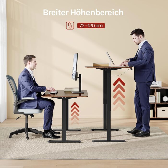 Підставка для столу WOLTU, електрична, регульована висота та ширина, 4 пам'яті, USB-порт, чорна