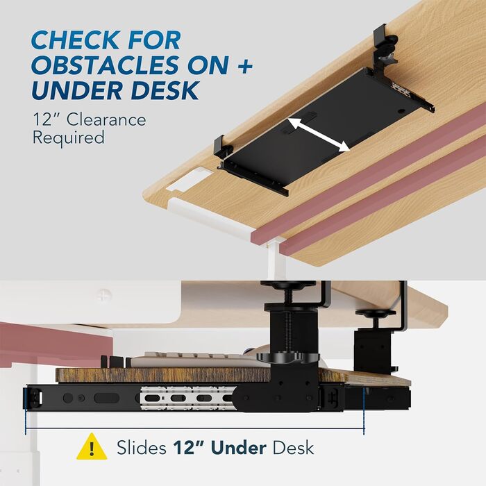 Висувна платформа для клавіатури під стіл з К-кріпленням, великого формату, стійка, для настільного комп'ютера, 838mm x 280 mm