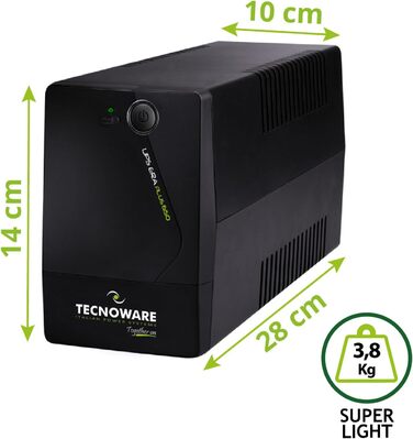 Tecnoware Mini UPS ERA Plus DC: ДБЖ для WiFi/Відеоспостереження, Powerbank 5200mAh, захист від стрибків напруги та відключень до 240 хв (PC/MODEM/VIDEO)