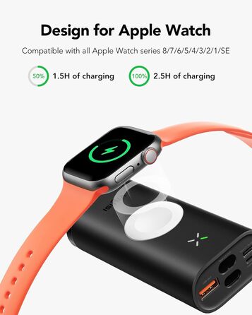 МАг, 20 Вт PD, сумісний з iPhone та Apple Watch - чорний, 10000