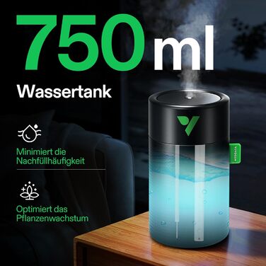 Зволожувач повітря VIVOSUN AeroStream U075 USB, 750 мл, холодний пар, 2 режими, автовимкнення, пульт, для гроубоксів