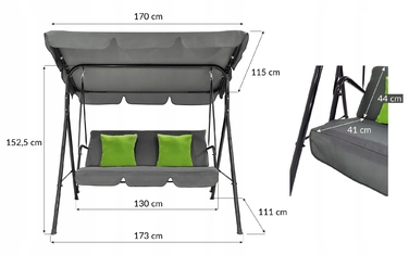 Садова підвісна гойдалка Kontrast, 41 x 130 см