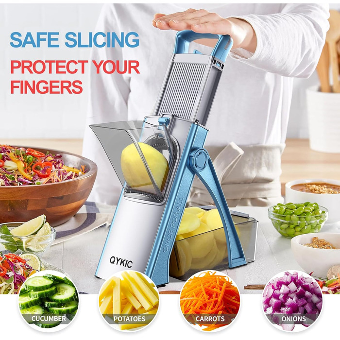 Регульований овочевий слайсер-млинчик Mandoline, овочевий слайсер, нарізчик картоплі та цибулі (блакитний)