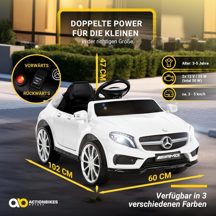 Дитячий електромобіль Mercedes AMG GLA45 з пультом, ліцензійний, білий, електроавто для дітей від 3 років