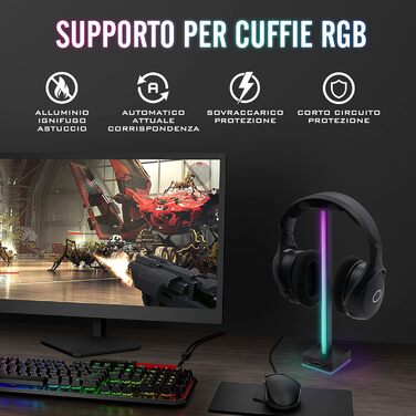 Світлодіодна світло-смуга EZDIY-FAB для навушників з кріпленням, RGB-підсвічування, 50 режимів, аксесуар для геймерського ПК, чорний