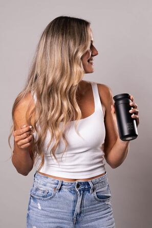 Термокружка з нержавіючої сталі 350 мл | Термокружка для кави з собою | Зі знімним кришкою, подвійні стінки, ізольована | Кава та чай з собою - туристична кружка | Зберігає тепло 4 години / холод 8 годин (Чорний Midnight)