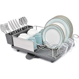 Сушарка для посуду Kingrack, сушарка для посуду з нержавіючої сталі, сушарка для посуду з антикорозійною рамою, 2-ходова зливна дошка-UA