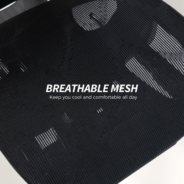 Ергономічне офісне крісло з регульованою поперековою та підголовною підтримкою, 6D-підлокітники, підставка для ніг, сітка, чорний колір