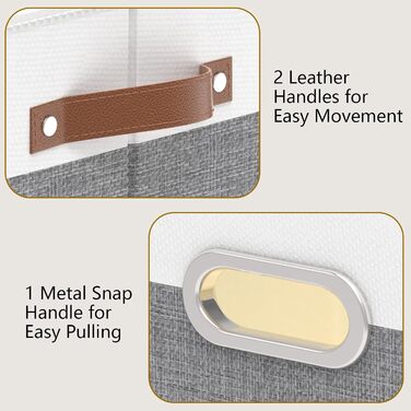 Коробки для зберігання з тканини Yawinhe (3 шт.), 33x23x20 см, білий/сірий, SNK030WGXS