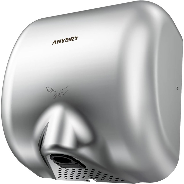 Anydry 2800 Klassisch: Електричний сушар для рук AnyDry, автоматичний, швидка сушка (8-12 сек), настінний монтаж, полірування, нержавіюча сталь, 1400-1650W, глянцевий