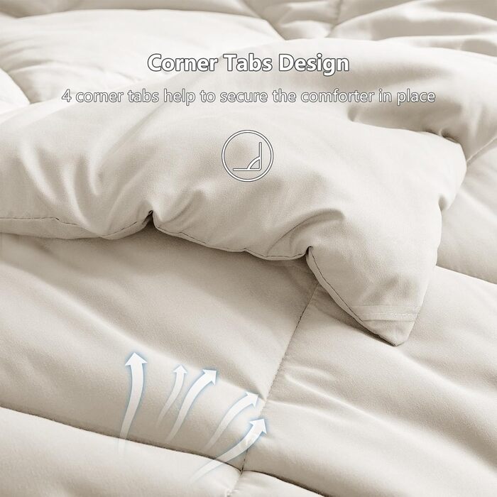 Ковдра CozyLux 200x200 см для всіх сезонів, ковдра з мікрофібри 300gsm, дихаюча ковдра, білий/бежевий (155x220 см)