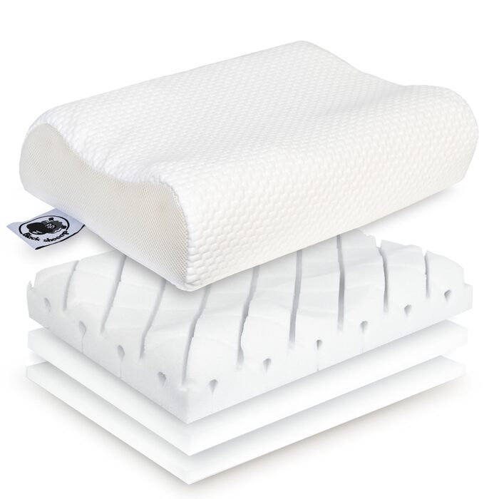 Ортопедична подушка для шиї та голови Black Sheeep з ефектом пам'яті (Memory Foam), ергономічна, з чохлом з евкаліпту для алергіків та тих, хто спить на боці, Made in Germany