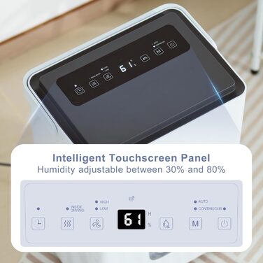 Електричний осушувач повітря з насосом: 80 л/день, компресорний, бак 8 л, повітряний потік 400 м³/год, смарт-гігростат, тихий будівельний осушувач для підвалу/квартири/офісу/ванної кімнати/спальні, чорний & білий (сірий & білий)