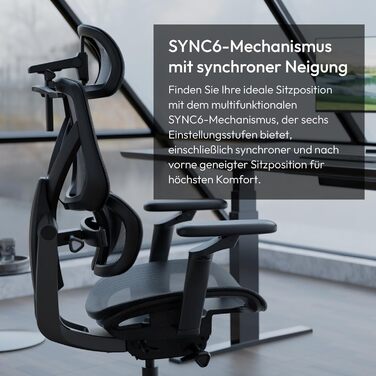 Ігровий крісло ThunderX3 Flex Pro Loft | Ергономічне крісло для офісу та геймінгу з тканини, регулювання 19D, 5D підлокітники, механіка SYNC6, дихаюче (Чорний)