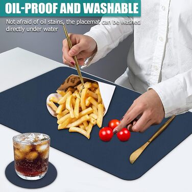 Набори серветок на стіл Bacgnyer, 6 шт., чорні, миючі, підставки під тарілки, для дітей, осінні, з екошкіри, підставки під тарілки